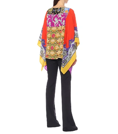 Shop Etro Printed Silk Poncho In Multicoloured