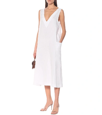 Shop Asceno Seville Linen Midi Dress In White