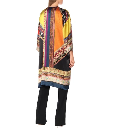 Shop Etro Printed Satin And Crêpe Coat In Multicoloured