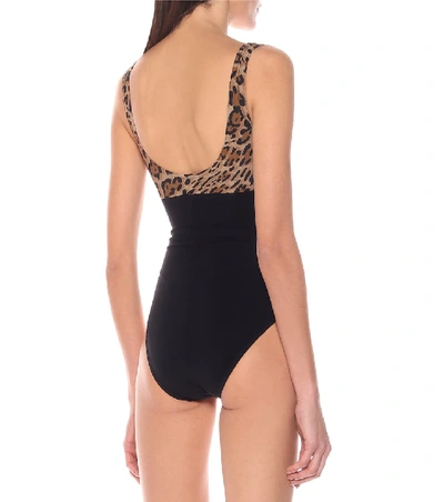 Shop Karla Colletto Bree Leopard-print Swimsuit In Black