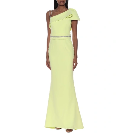 Shop Safiyaa Mercedes Crêpe Gown In Green