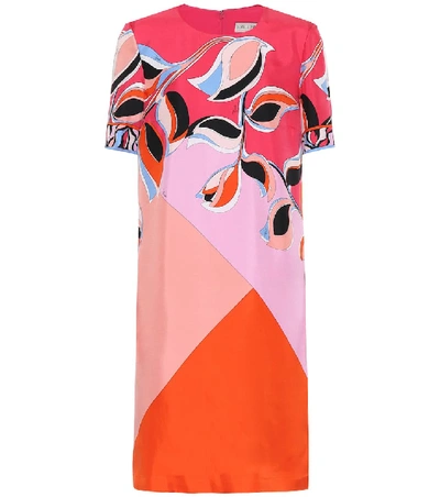 Shop Emilio Pucci Printed Silk Midi Dress In Pink