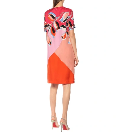 Shop Emilio Pucci Printed Silk Midi Dress In Pink