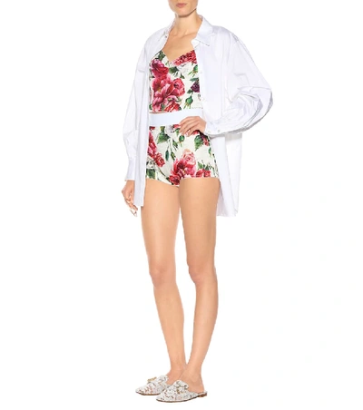 Shop Dolce & Gabbana Floral Cotton And Silk-blend Shorts In Pink