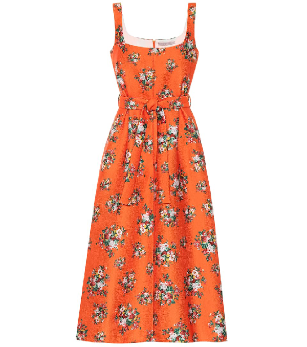 orange floral midi dress