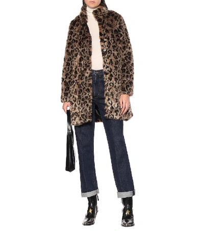 Shop Velvet Chrissie Leopard Faux Fur Coat In Brown