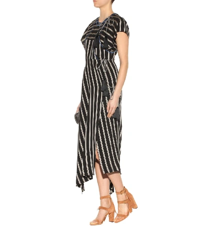 Shop Etro Striped Asymmetric Dress In Black