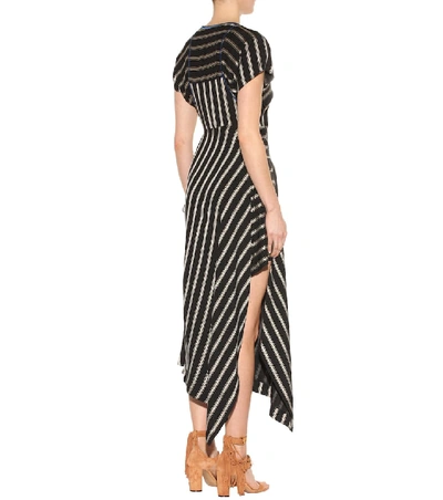 Shop Etro Striped Asymmetric Dress In Black