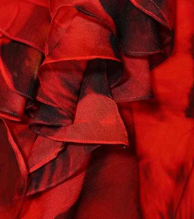 Shop Alexander Mcqueen Printed Silk Crêpe Maxi Dress In Red