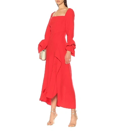 Shop Roland Mouret Trinity Wool-crêpe Dress In Red