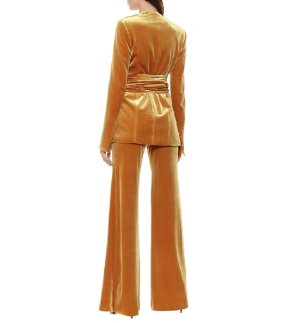 Shop Galvan Winter Sun Stretch-velvet Jacket In Yellow