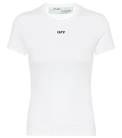 Shop Off-white Logo Stretch-cotton T-shirt In White