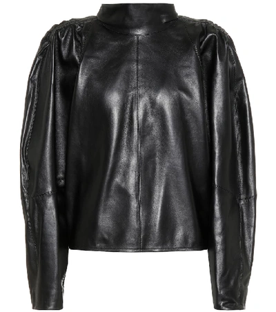 Shop Isabel Marant Caby Leather Blouse In Black