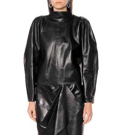 Shop Isabel Marant Caby Leather Blouse In Black