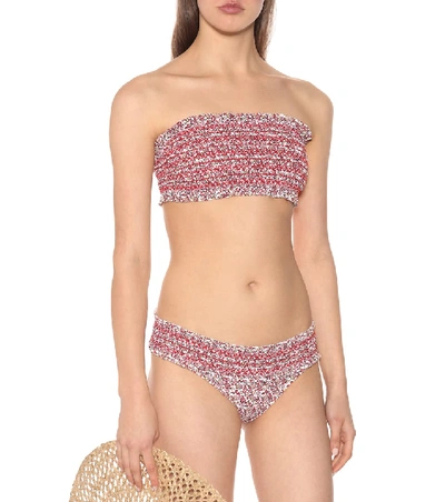 Shop Tory Burch Costa Printed Bandeau Bikini Top In Multicoloured