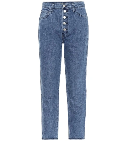 Shop J Brand Heather High-rise Straight Jeans In Blue