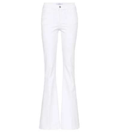 Shop J Brand Valentina High-rise Flared Jeans In White