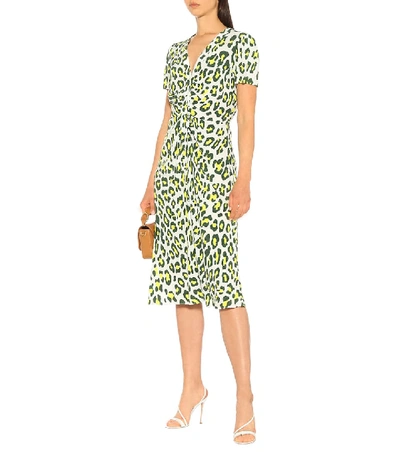 Shop Diane Von Furstenberg Cecilia Leopard-print Midi Dress In White