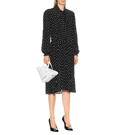 Shop Balenciaga Bb-printed Silk Dress In Black