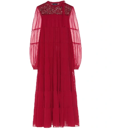 Shop Giambattista Valli Silk Maxi Dress In Red