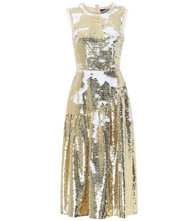 Shop Simone Rocha Sequined Midi Dress In Gold