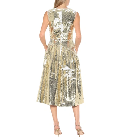 Shop Simone Rocha Sequined Midi Dress In Gold