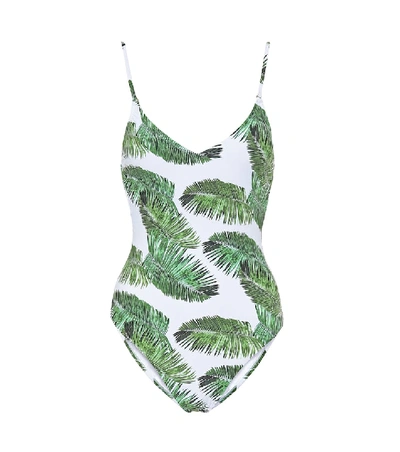 Shop Melissa Odabash Bora Bora Palm-printed Swimsuit In White