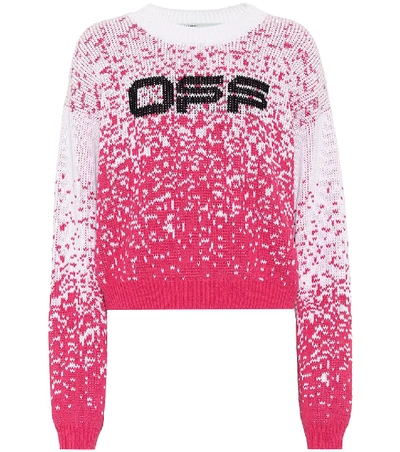 Shop Off-white Intarsia Cotton-blend Sweater In Pink