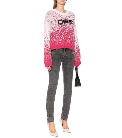 Shop Off-white Intarsia Cotton-blend Sweater In Pink