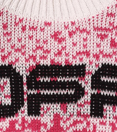 Shop Off-white Intarsia Cotton-blend Sweater In Pink