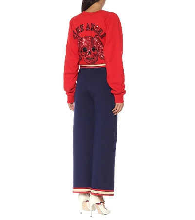 Shop Gucci Wide-leg Wool Pants In Blue