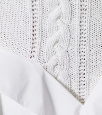 Shop Loewe Knit And Poplin Midi Skirt In White