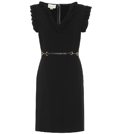 Shop Gucci Horsebit Crêpe Dress In Black
