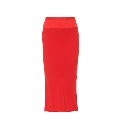 Shop Rick Owens Pencil Midi Skirt In Red