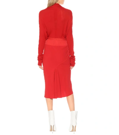 Shop Rick Owens Pencil Midi Skirt In Red