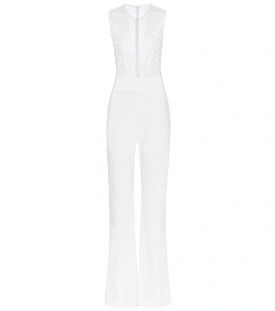 Shop Galvan Soho Satin-crêpe Bridal Jumpsuit In White