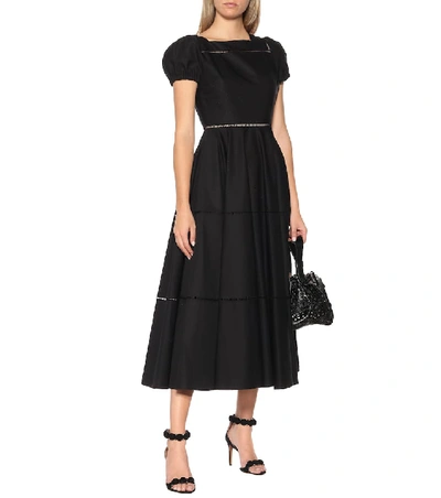 Shop Alaïa Cotton-twill Dress In Black