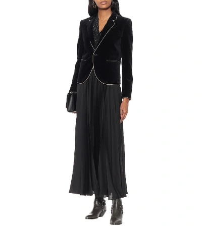 Shop Saint Laurent Cotton-velvet Blazer In Black