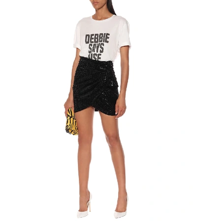 Shop Saint Laurent Sequined Velvet Miniskirt In Black