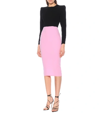 Shop Alex Perry Darley Stretch-crêpe Midi Dress In Pink