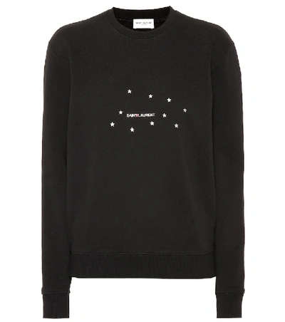 Shop Saint Laurent Printed Cotton Sweatshirt In Black