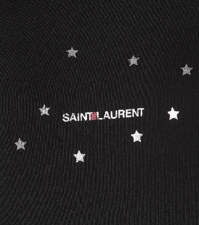 Shop Saint Laurent Printed Cotton Sweatshirt In Black