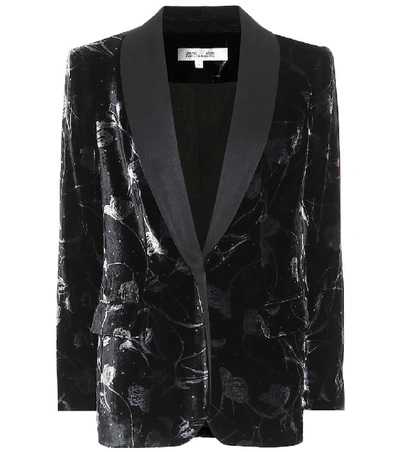Shop Diane Von Furstenberg Tommy Floral Velvet Blazer In Black
