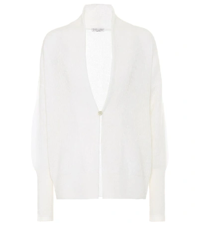 Shop Brunello Cucinelli Mohair And Wool-blend Cardigan In White
