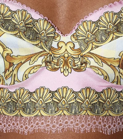Shop Versace Printed Silk Bralette In Pink
