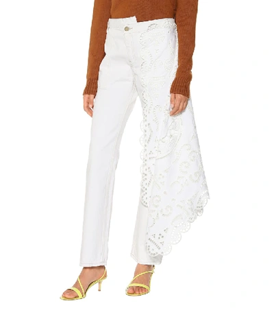 Shop Monse Lace-trimmed High-rise Jeans In White