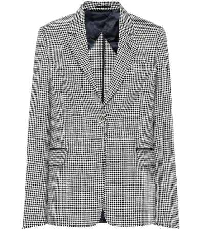 Shop Golden Goose Checked Wool And Cotton Blazer In Blue