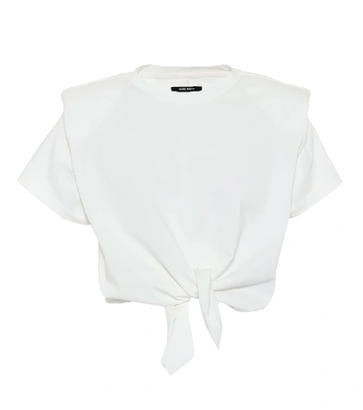 Shop Isabel Marant Belita Cotton-jersey Crop Top In White