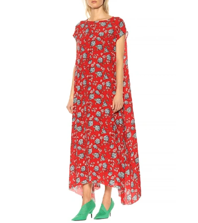 Shop Vetements Floral-printed Dress In Red