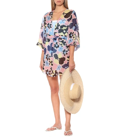 Shop Alexandra Miro Mini Belinda Gown Silk Kaftan In Pink